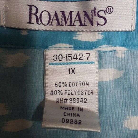 Roaman's Button Down Blue Top Shirt Plus size 1X - Picture 6 of 11